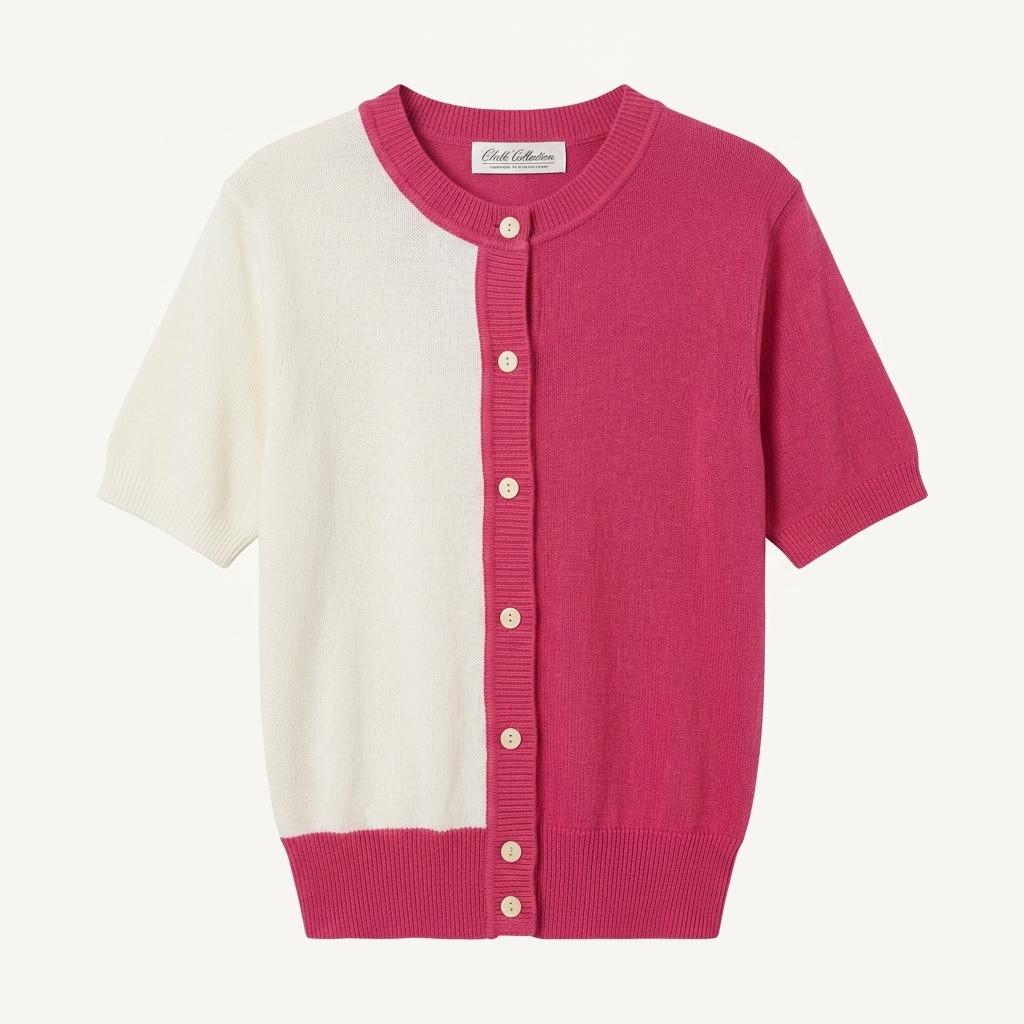 (88% 할인) TYCHEZ VINTAGE LNIEN15% pink+white knit 1