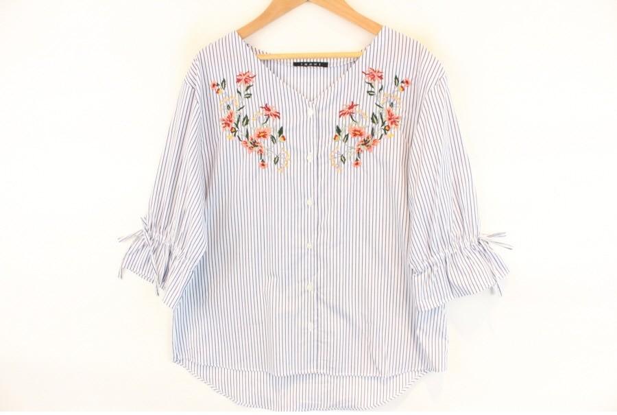 (89% 할인) INGNI color flower stitch stripe shirts 2