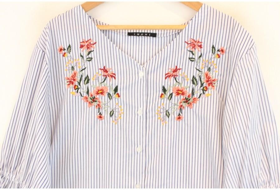 (89% 할인) INGNI color flower stitch stripe shirts 5