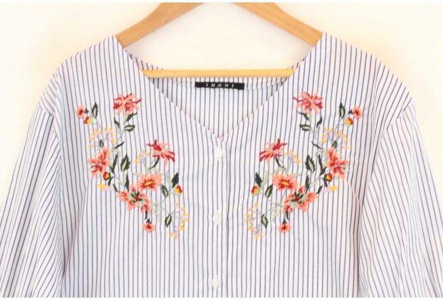 (89% 할인) INGNI color flower stitch stripe shirts 4