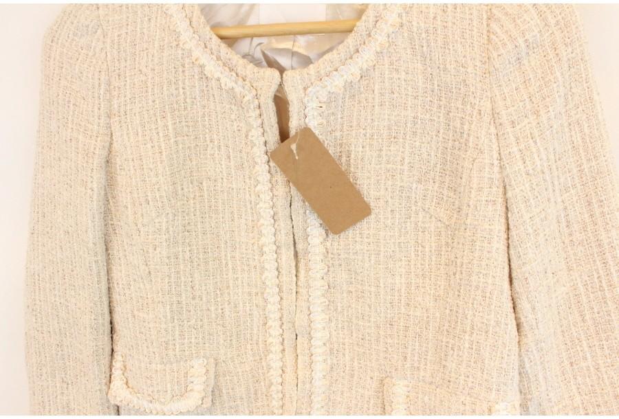 (89% 할인) INDEX lace stitch non collar tweed jacket 6