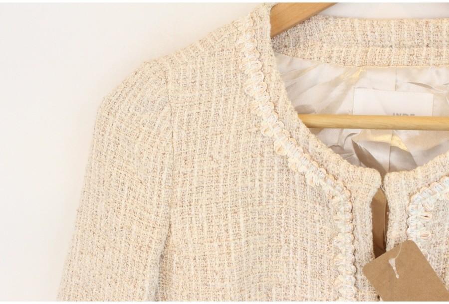 (89% 할인) INDEX lace stitch non collar tweed jacket 4