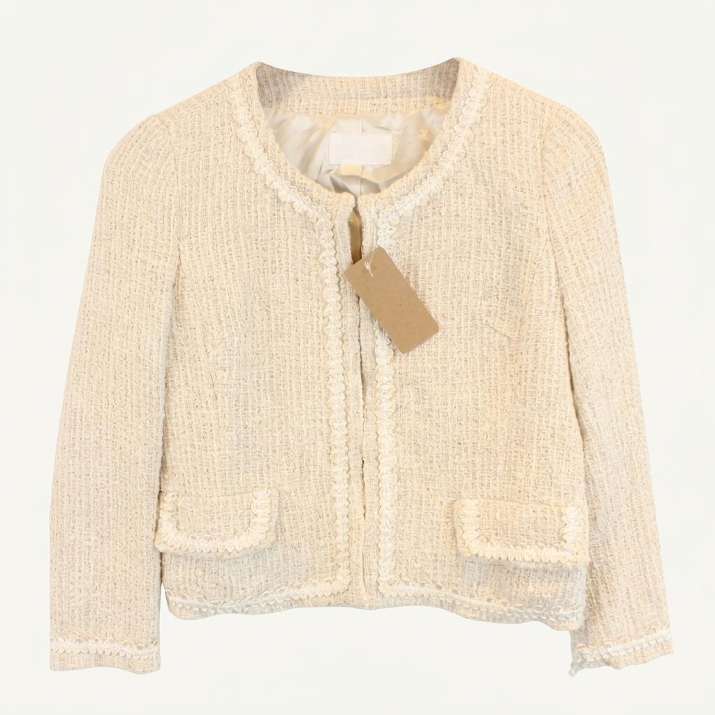 (89% 할인) INDEX lace stitch non collar tweed jacket 1