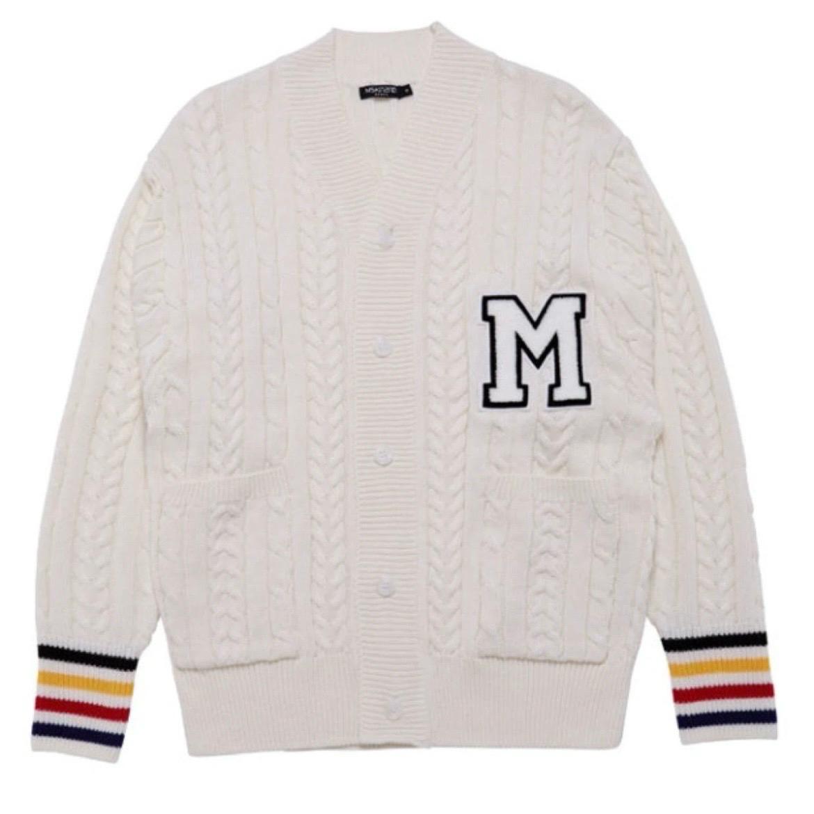 문수권세컨 가디건 COLORED CUFF M PATCH CARDIGAN WHITE 2