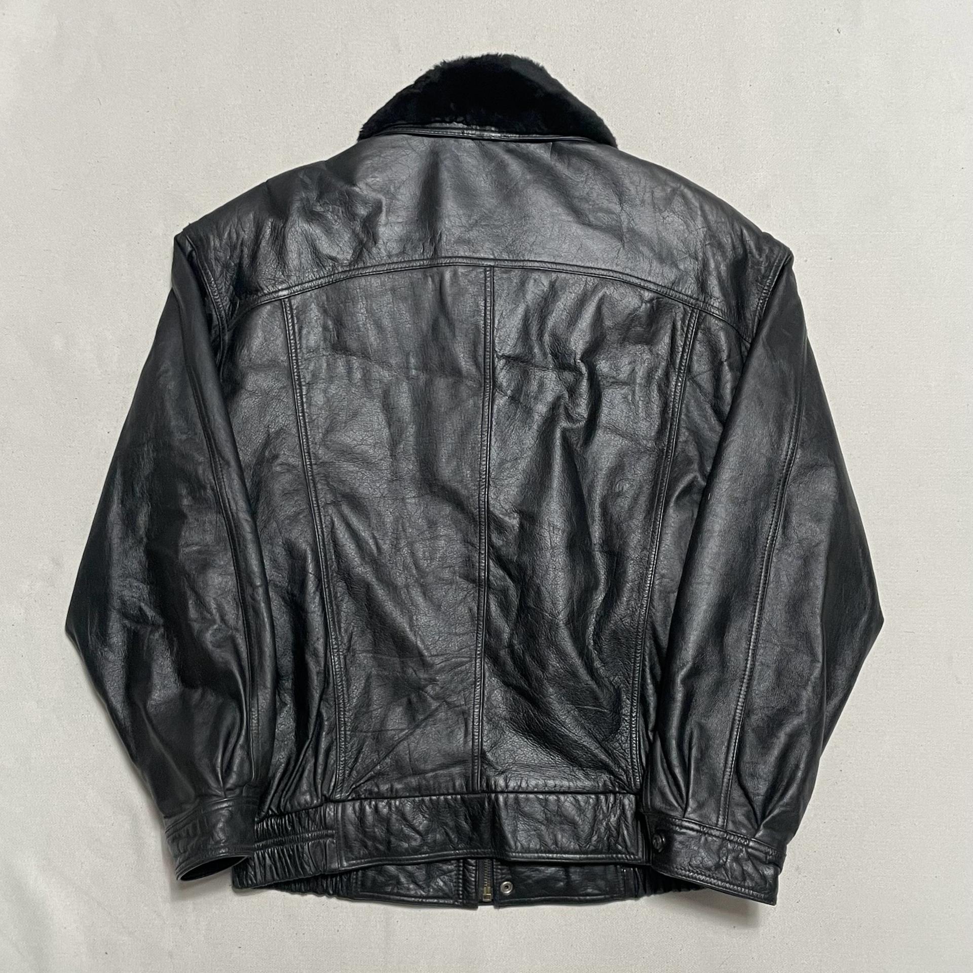 105 vtg 소가죽 레더 무스탕 봄버 자켓 4