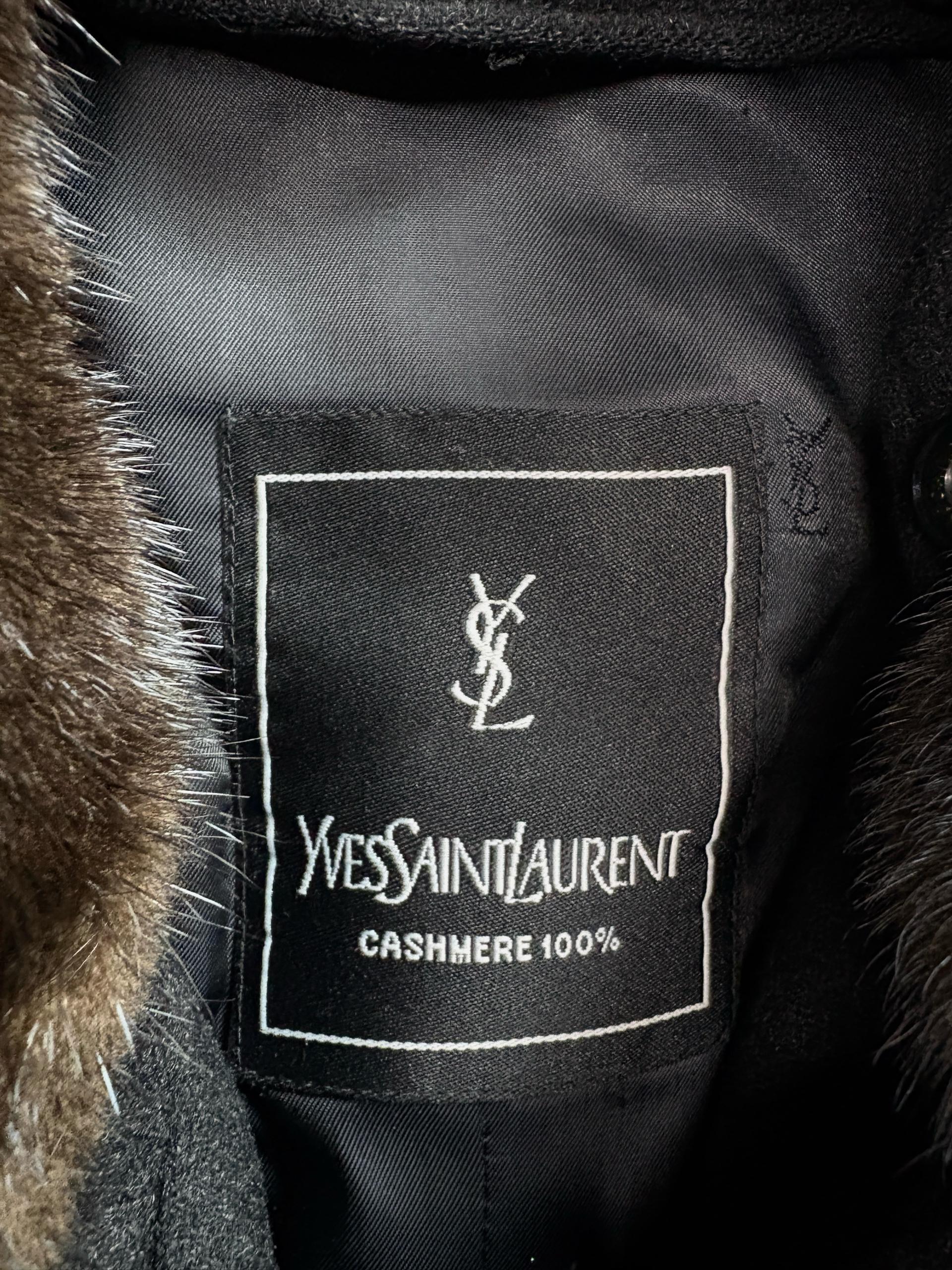 YSL 입생로랑 캐시미어 퍼 발마칸 코트 3092 4