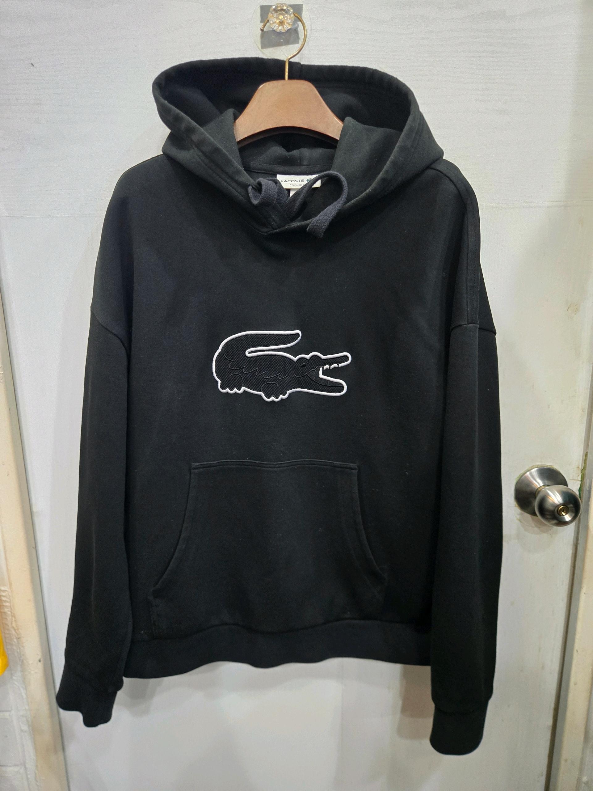 FR 3 , US S사이즈)) LACOSTE 라코스테 올블랙 후드티셔츠 !  2