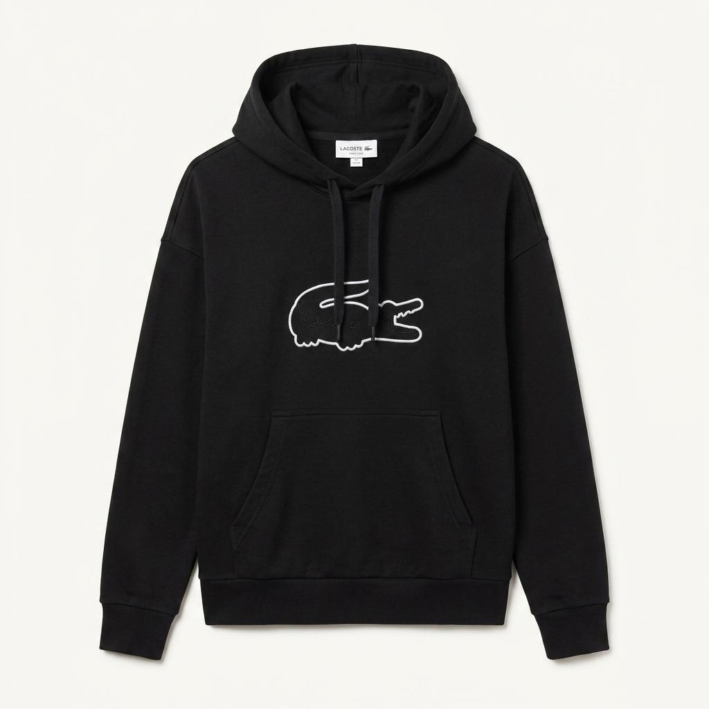 FR 3 , US S사이즈)) LACOSTE 라코스테 올블랙 후드티셔츠 !  1