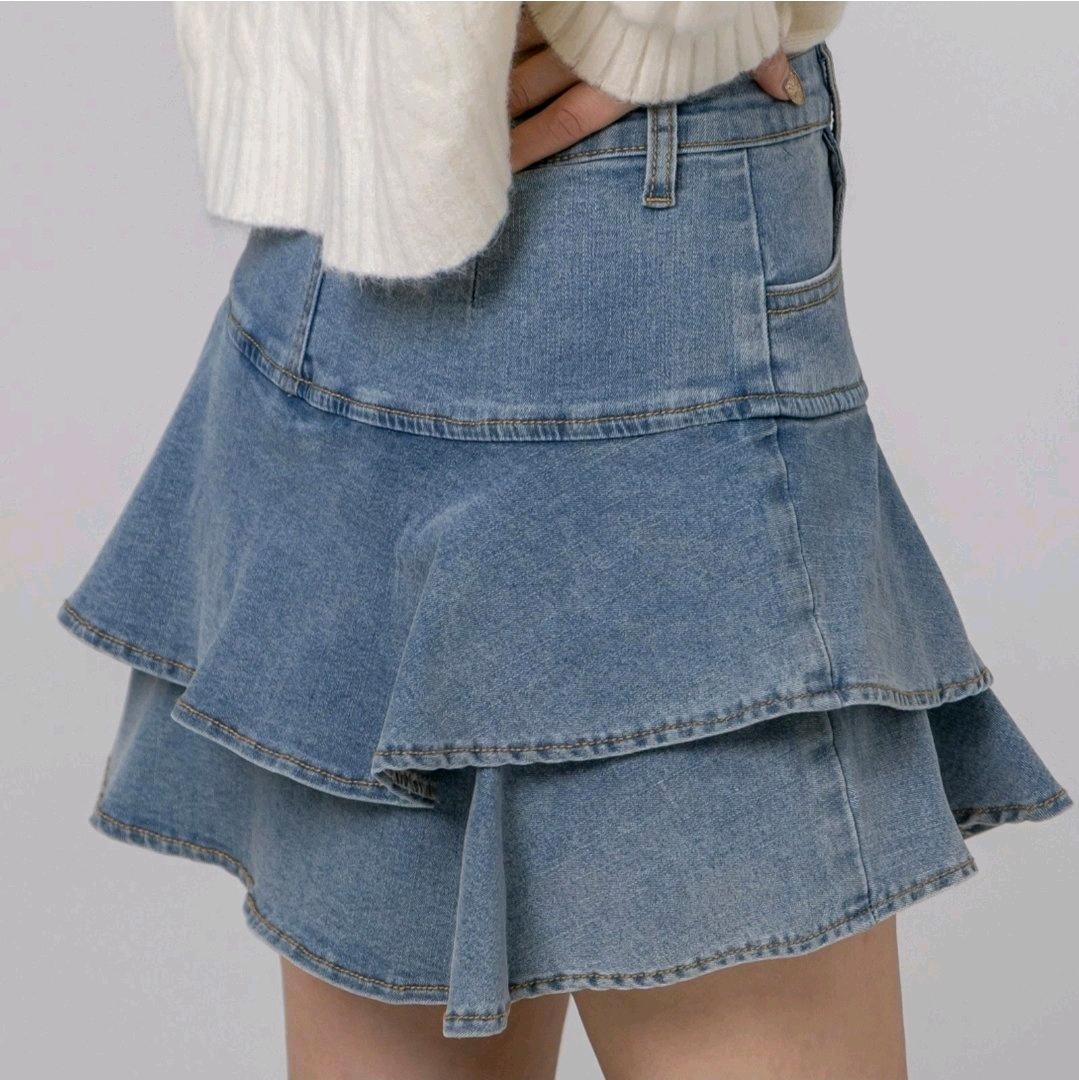 캉캉 프릴 데님 미니 스커트 3