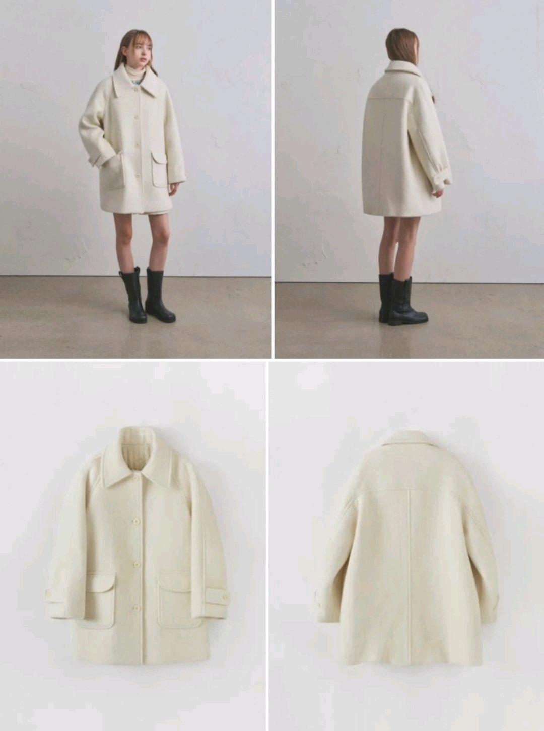 오로 부클 하프 울 코트 아이보리 m 2