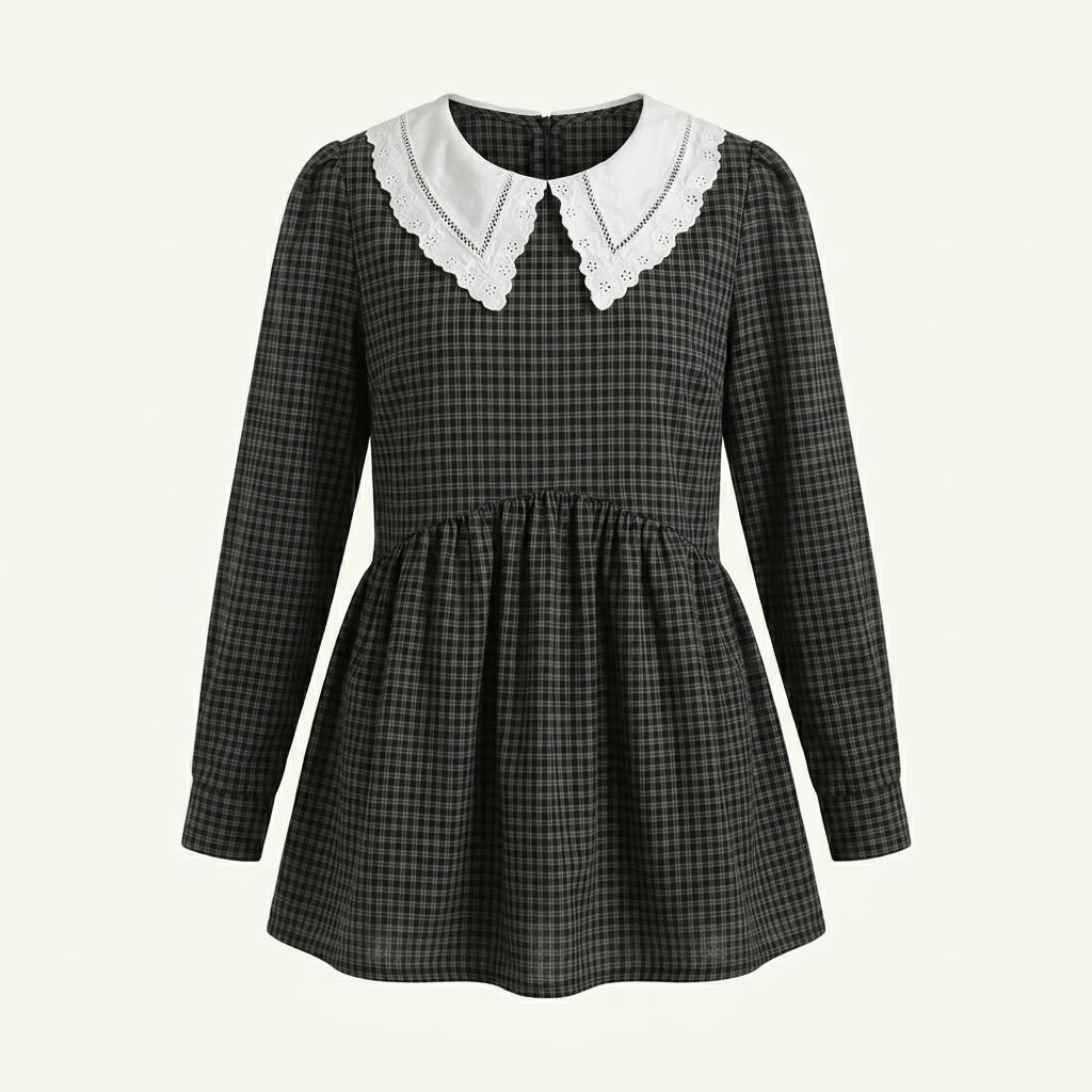 clet 체크 카라 블라우스 새상품 가격인하  1