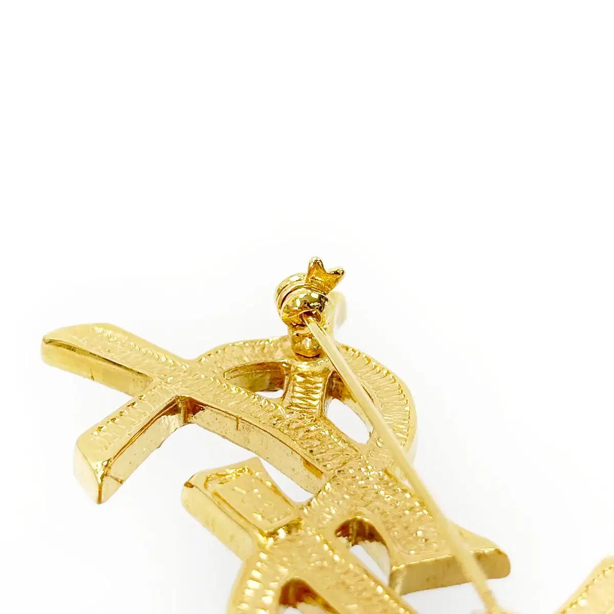입생로랑 YSL 로고 골드 브로치 5VSLA27772 9