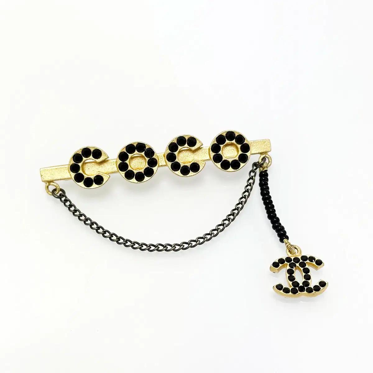 샤넬 COCO 라인 블랙 스톤 금장 브로치 5VCHA26583 2