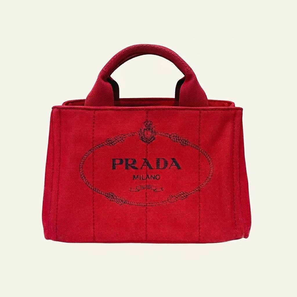 프라다 레드 카나파 캔버스 토트백 4VPRB23148 1