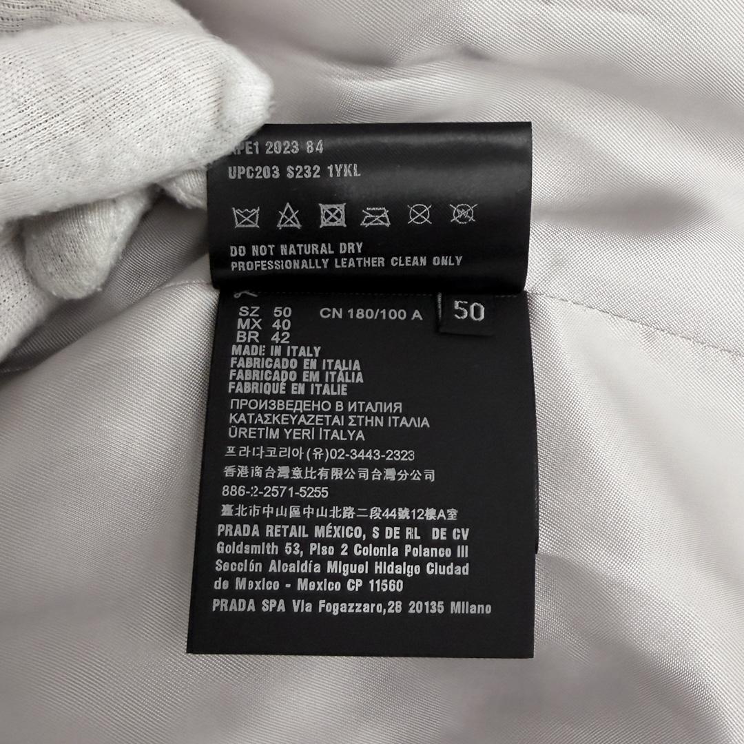 [5% 할인] [50] 프라다 남성 나파 레더 삼각로고 램스킨 반팔 셔츠 자켓 베이지 4