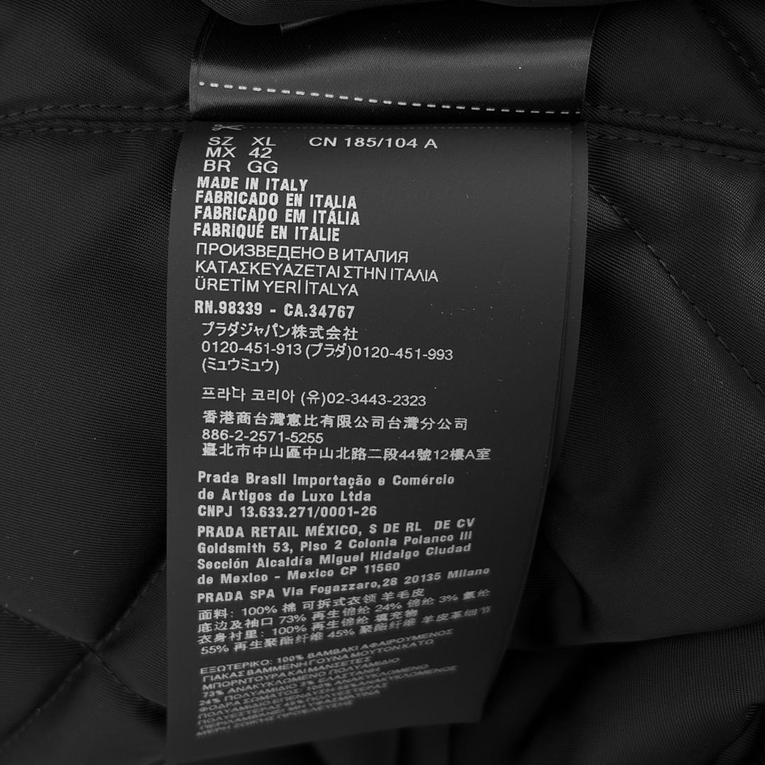 [5% 할인] [XL] 프라다 남성 데님 시어링 봄버 트러커 블루종 자켓 칼라 블랙 7