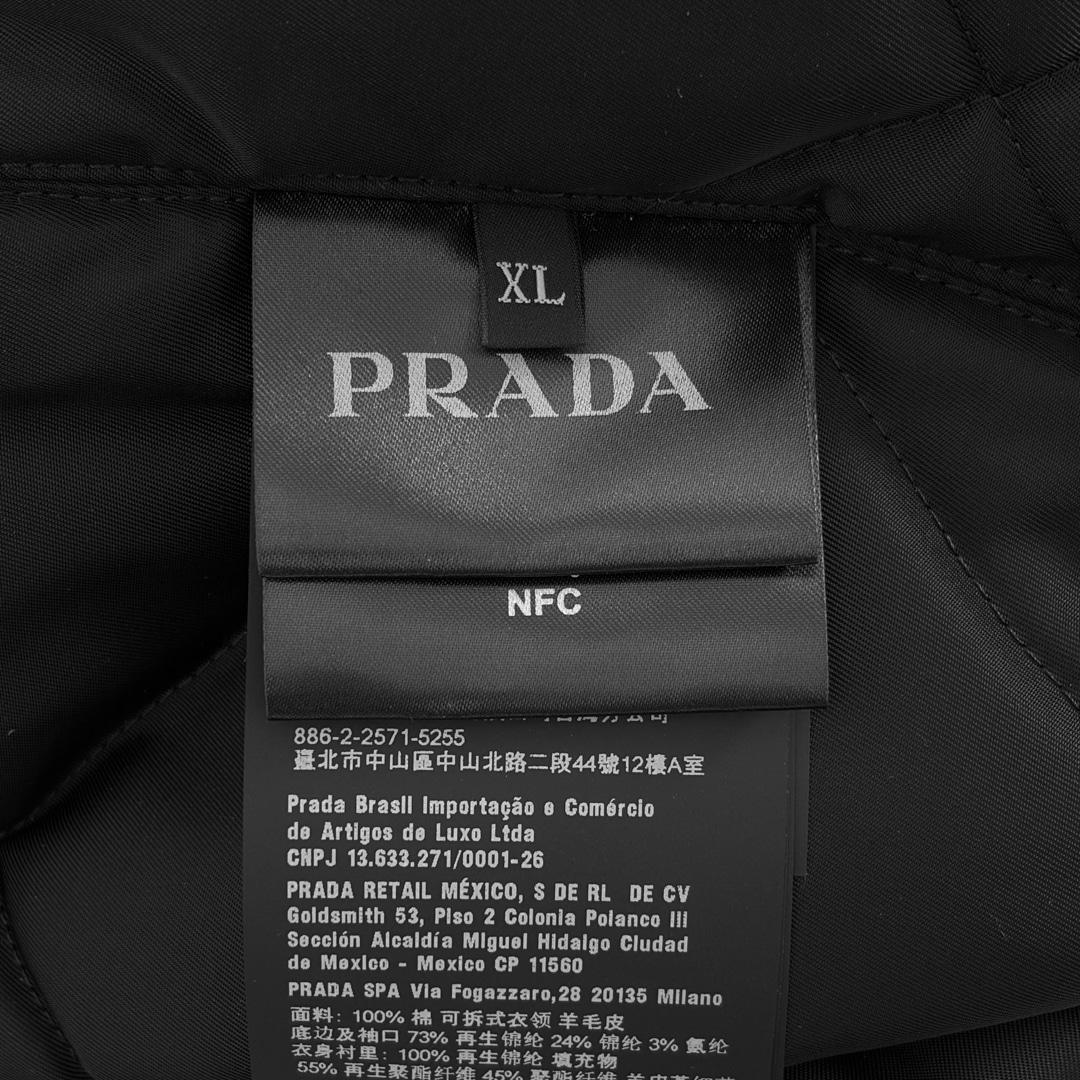 [5% 할인] [XL] 프라다 남성 데님 시어링 봄버 트러커 블루종 자켓 칼라 블랙 5