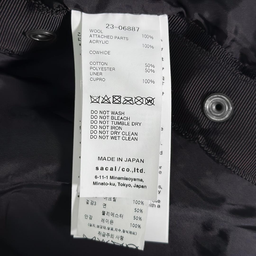 [5% 할인] [3] 사카이 여성 사이드 울 테디 봄버 바시티 자켓 네이비 3
