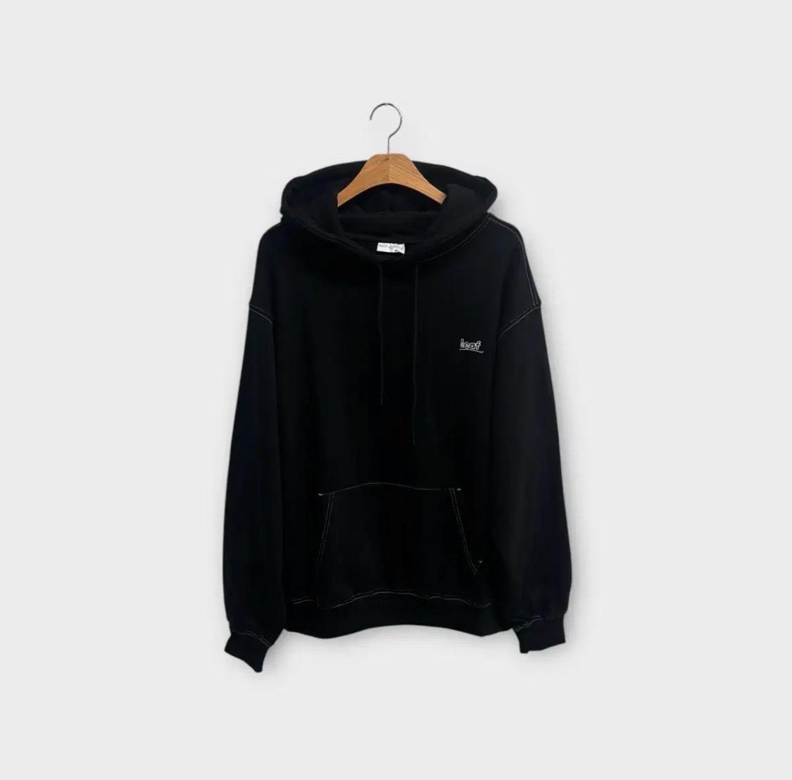 [새상품] 리프클로딩 leaf 블랙 스티치 후드 M 2
