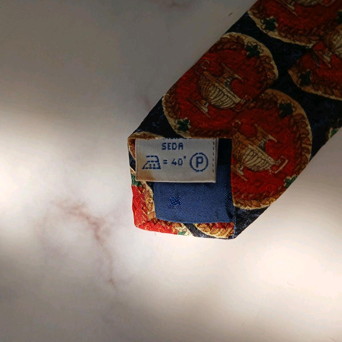지방시 실크 네이비 메달리온 패턴 넥타이 9.8cm B등급 E744 11
