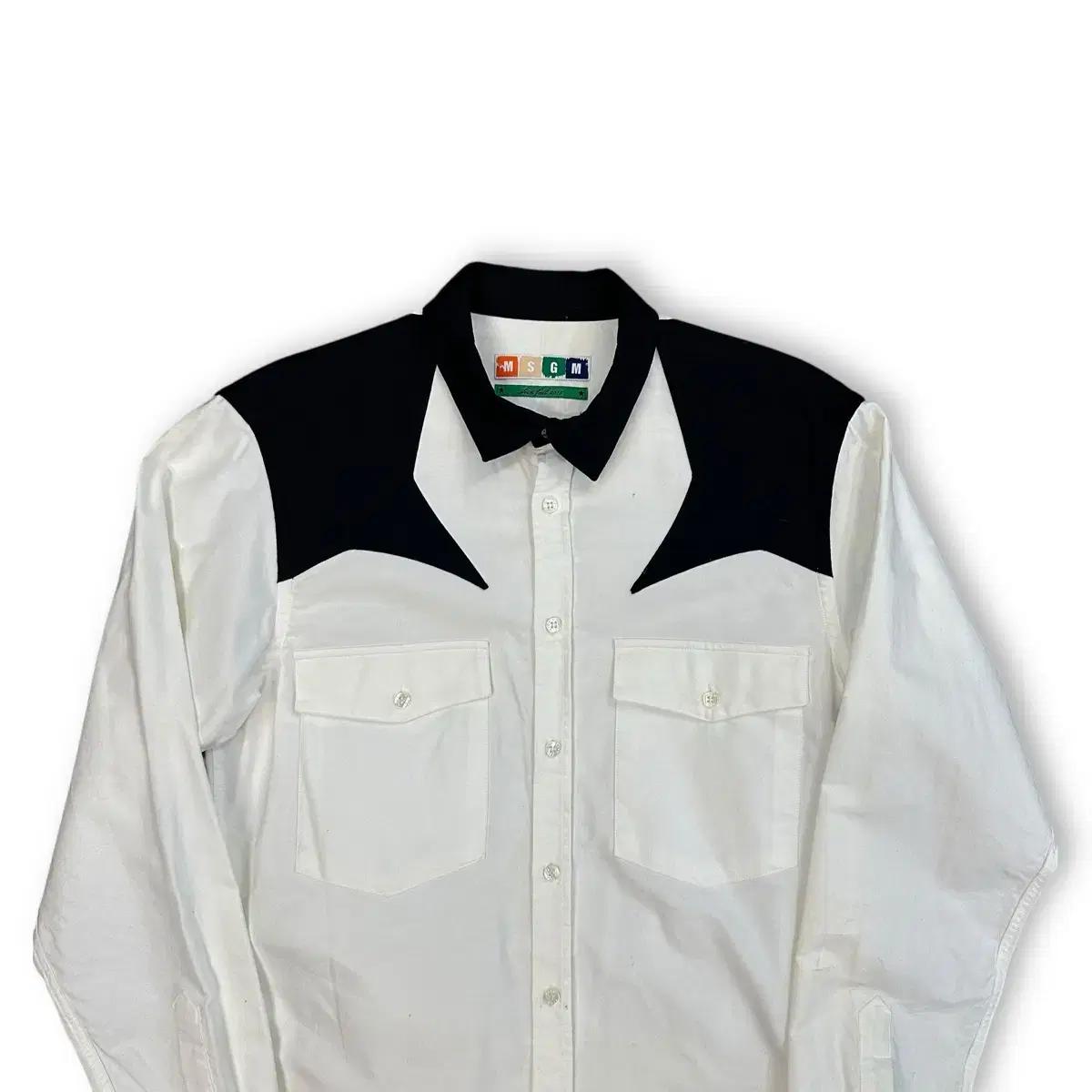 MSGM 화이트 블랙 웨스턴 셔츠 3