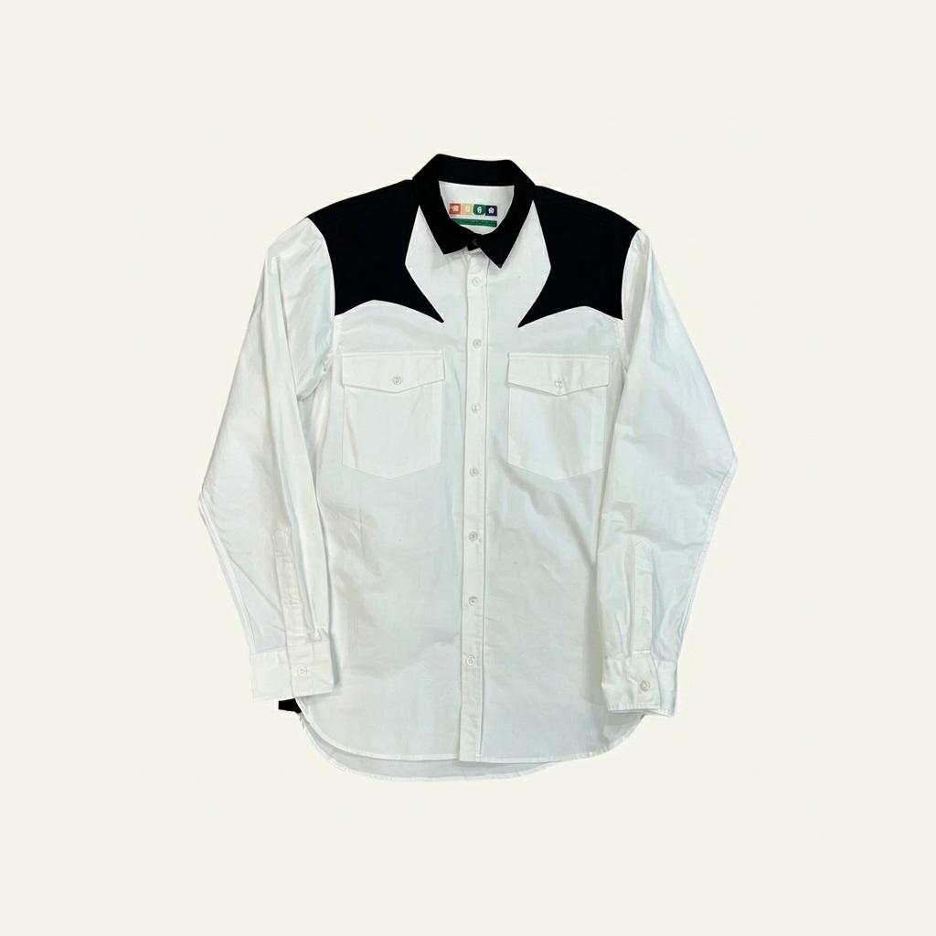 MSGM 화이트 블랙 웨스턴 셔츠 1