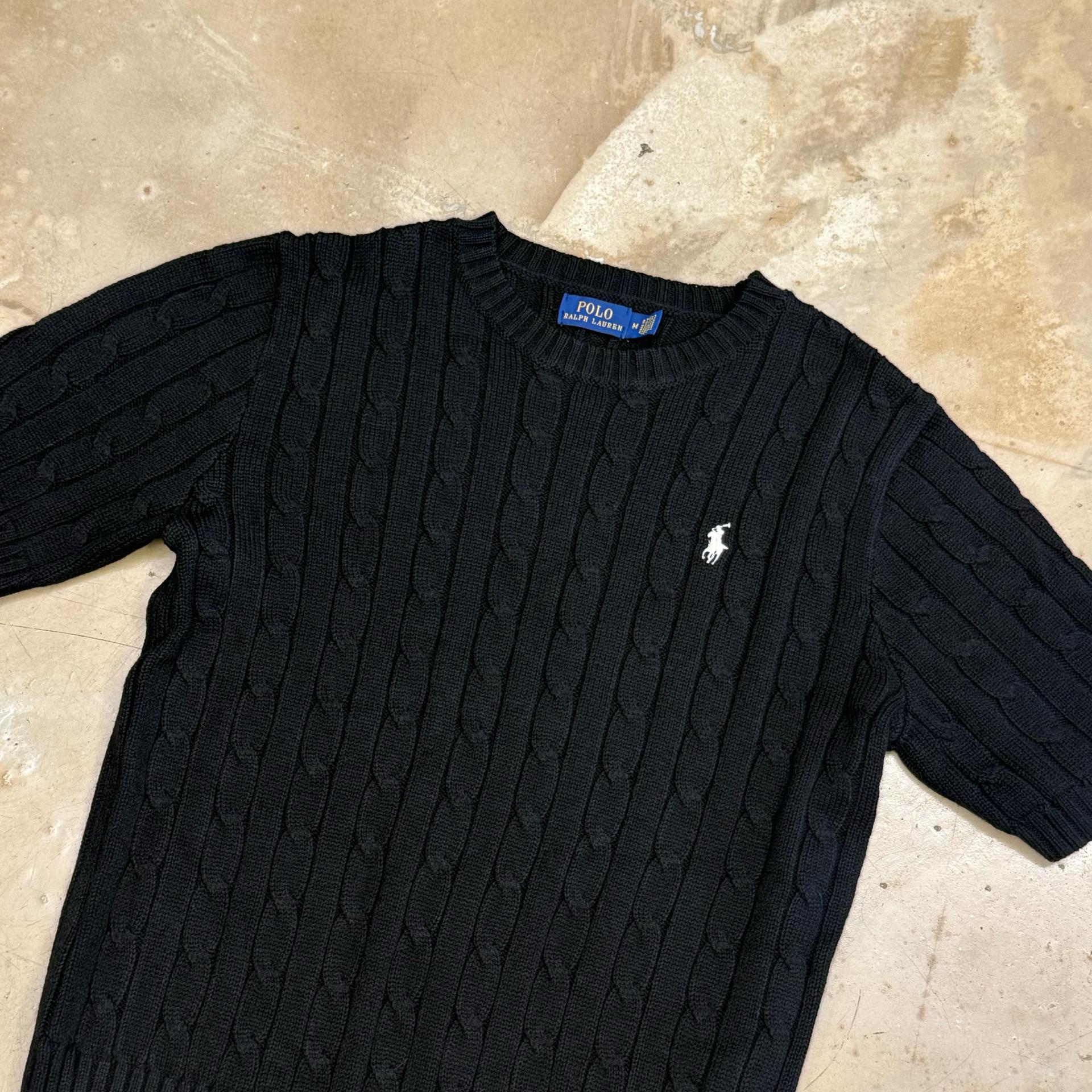M 폴로랄프로렌 여성용 블랙 케이블 반팔 니트 2