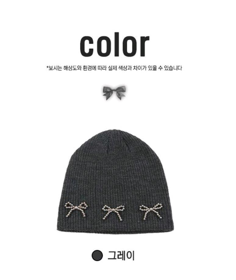 실버비즈 리본 골지 비니 3