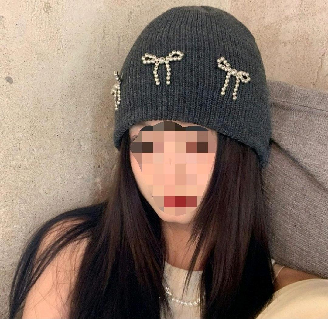 실버비즈 리본 골지 비니 6