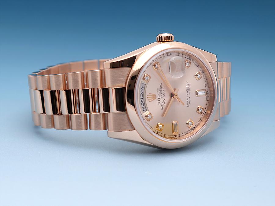 롤렉스 데이데이트 36 남자 금 시계 118205 텐포인트 다이아 로즈 골드 2006년 13