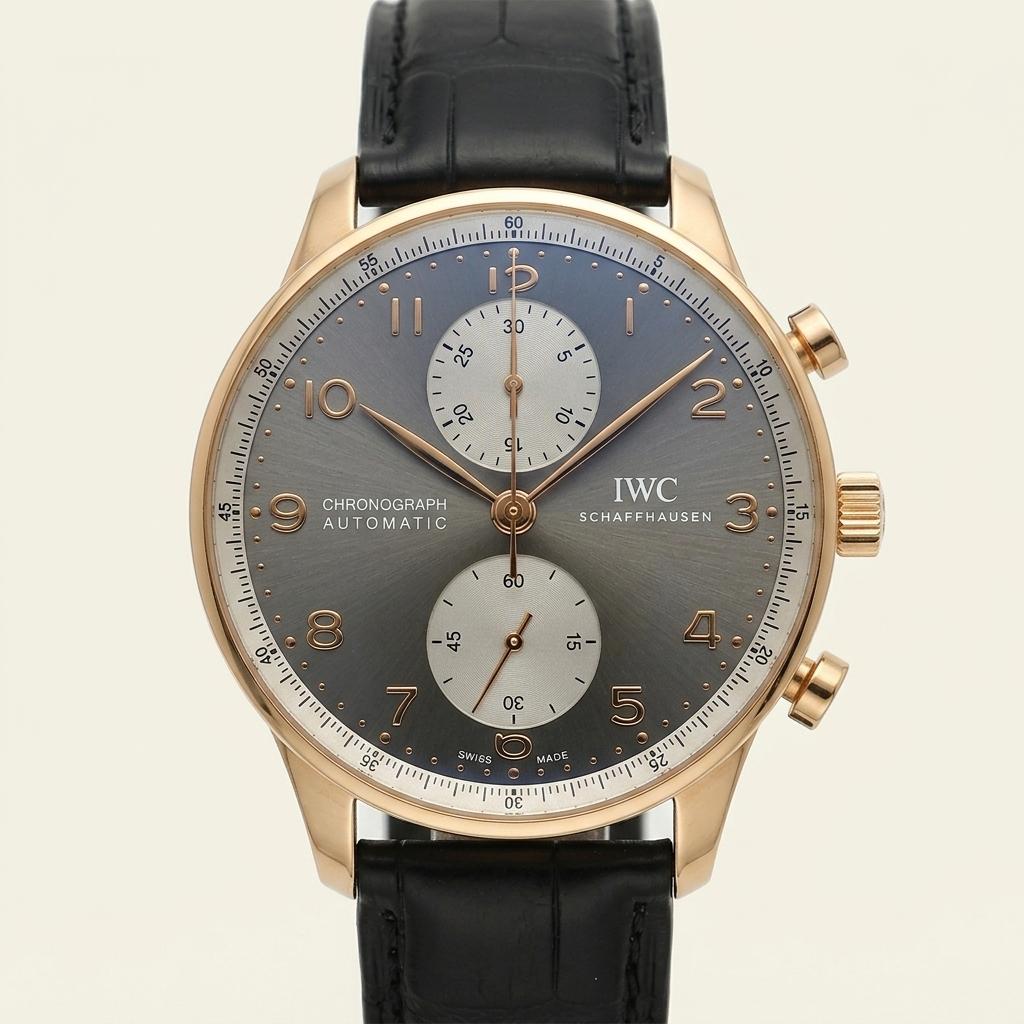 IWC 포르투기저 크로노그래프 성룡 재키 찬 한정판 40 골드 IW371433 남자 가죽 1