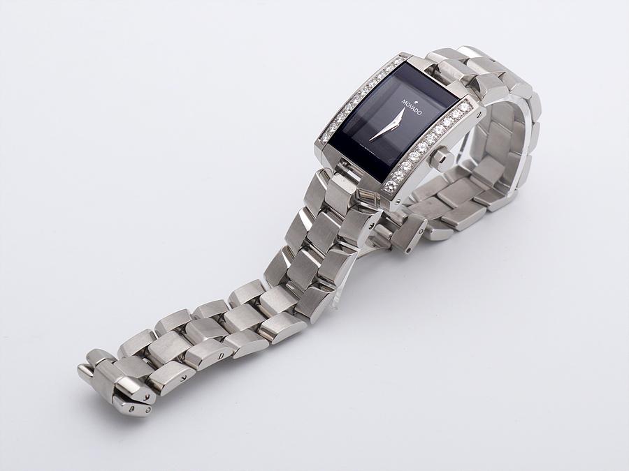 [부산중고명품] 모바도 엘리로 블랙 스틸 다이아몬드 여자 중고 시계 MOVADO 3