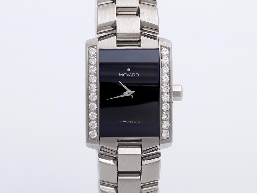 [부산중고명품] 모바도 엘리로 블랙 스틸 다이아몬드 여자 중고 시계 MOVADO 9