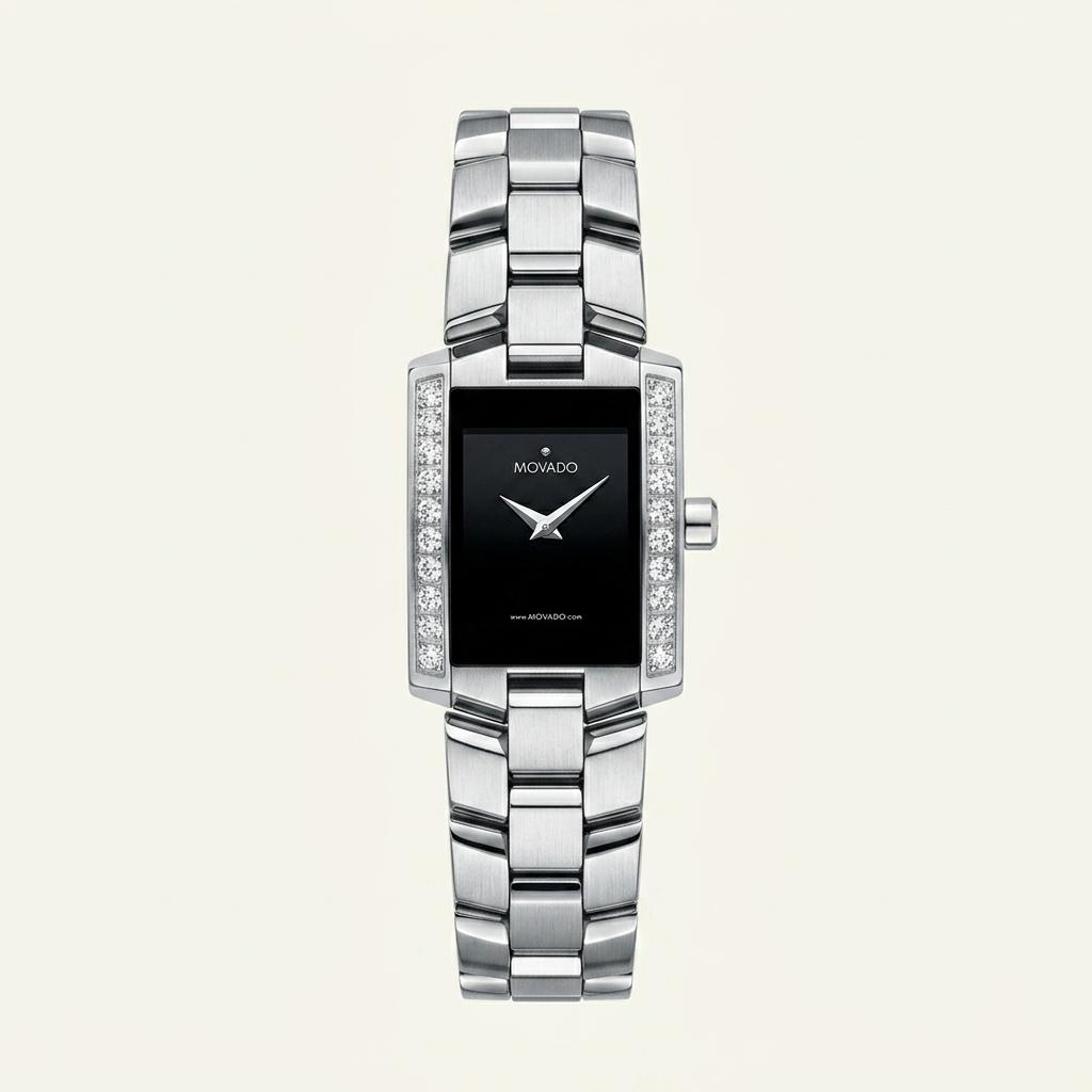 [부산중고명품] 모바도 엘리로 블랙 스틸 다이아몬드 여자 중고 시계 MOVADO 1