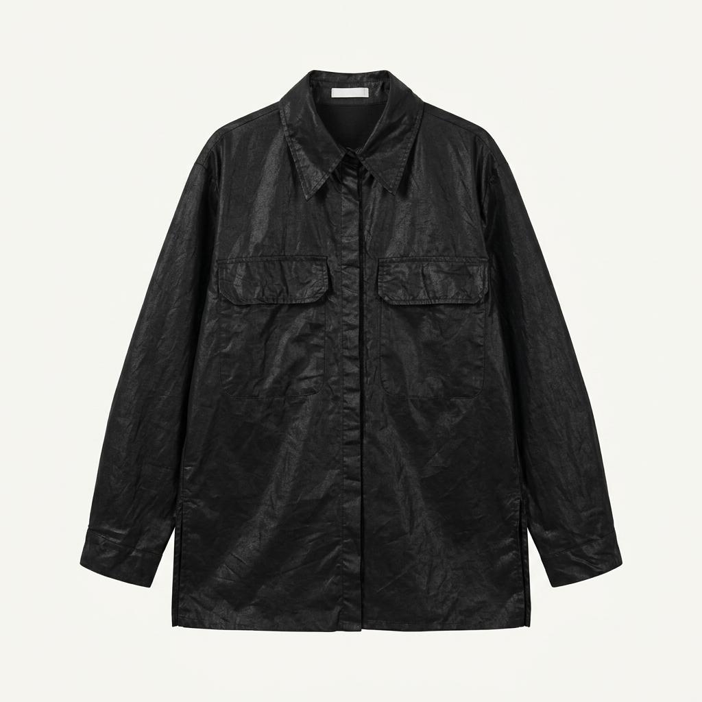 HANDER 코팅셔츠 블랙 1