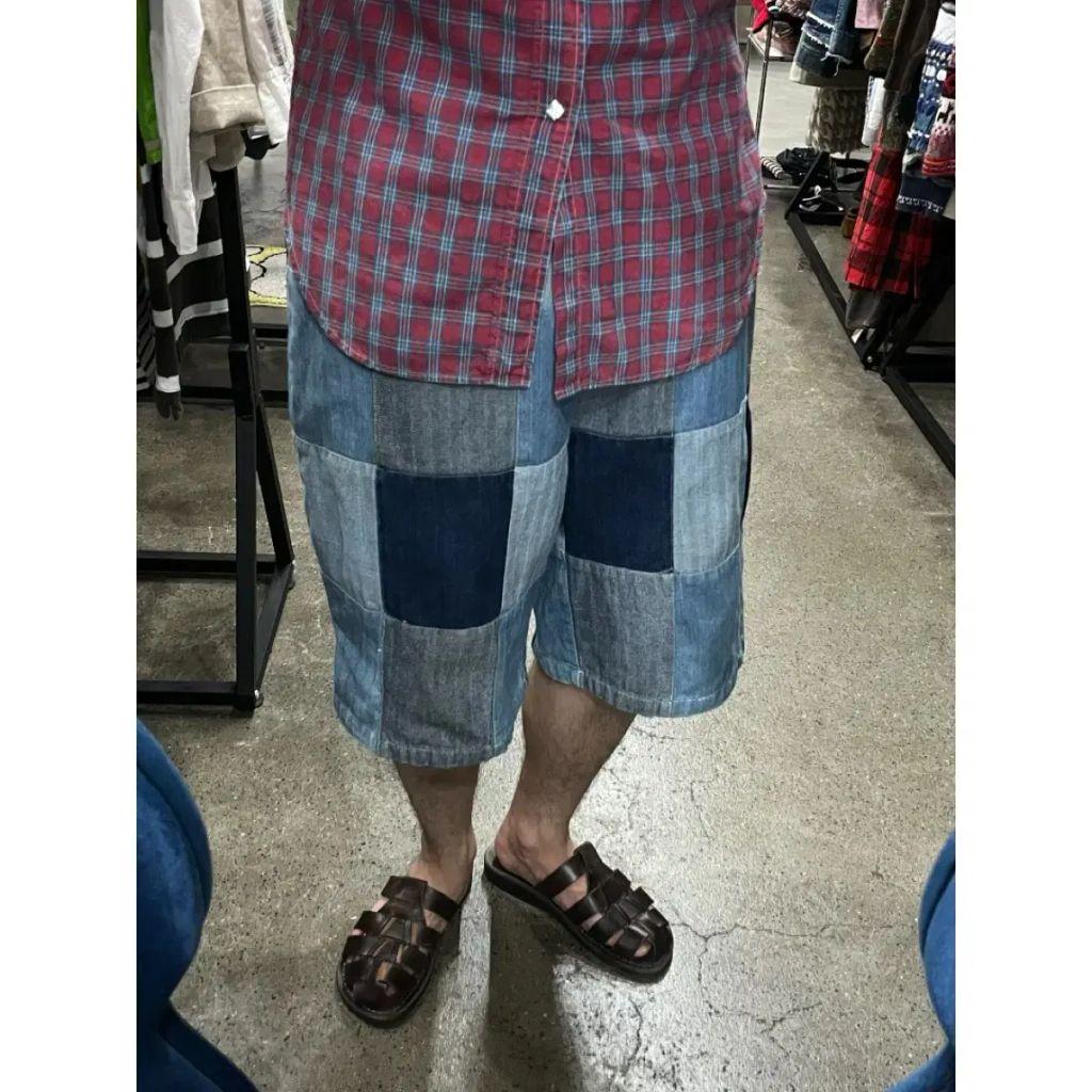 일본빈티지 데님 패치워크 쇼츠 4