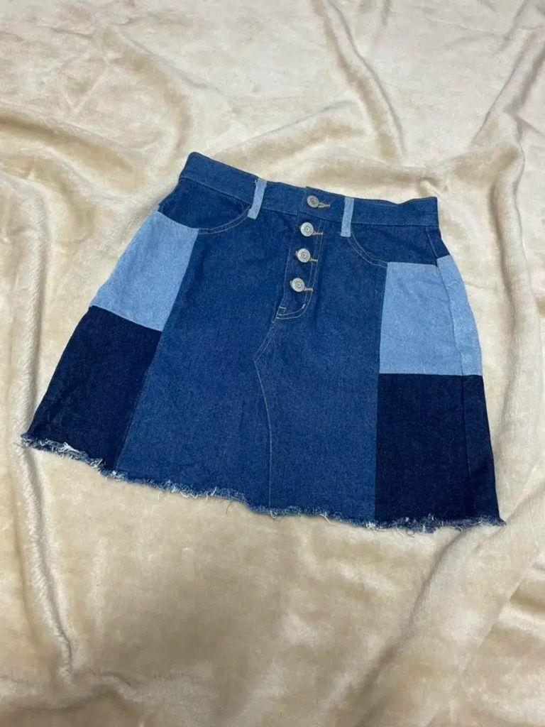 세실맥비 컬러블럭 데님 스커트 2