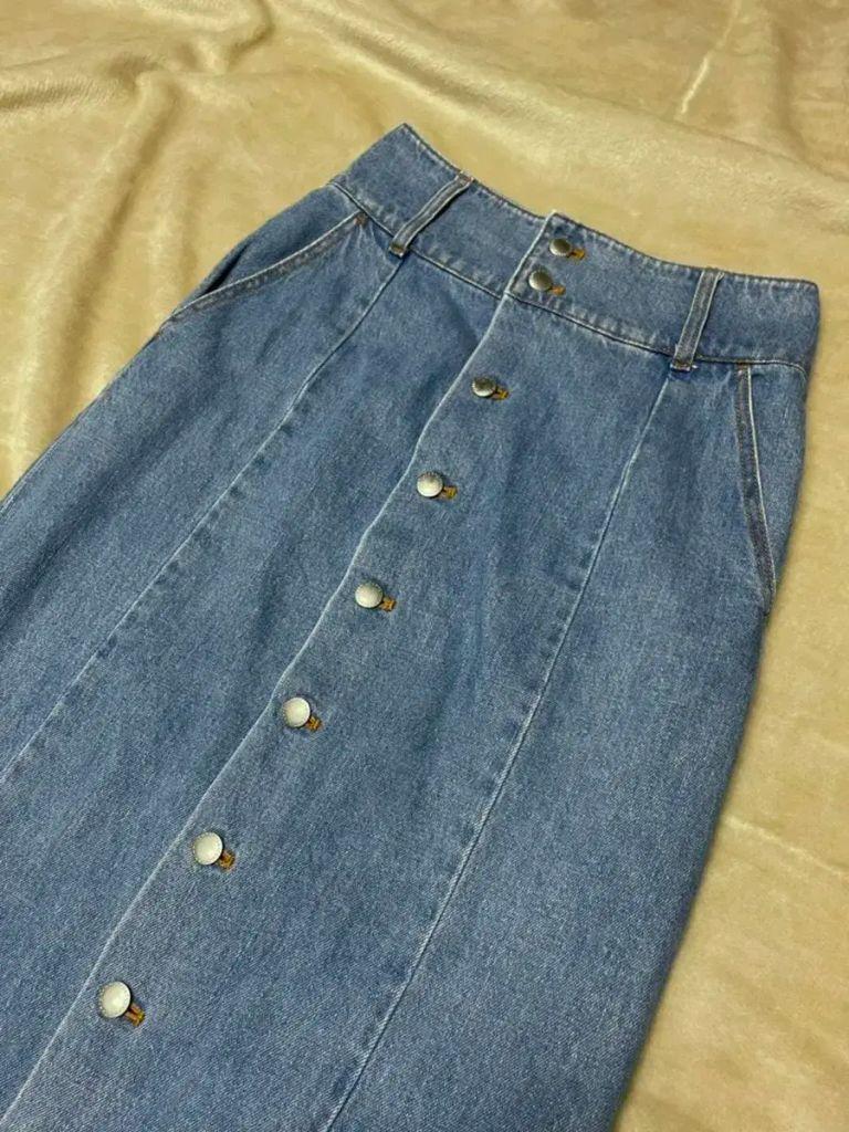 Vintage 롱버튼 데님 스커트 4