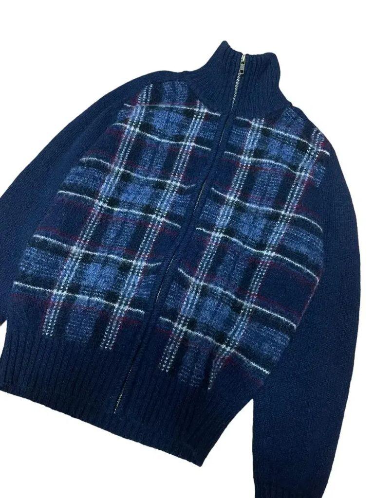Check Wool100 니트집업 2
