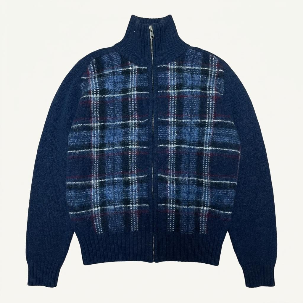 Check Wool100 니트집업 1