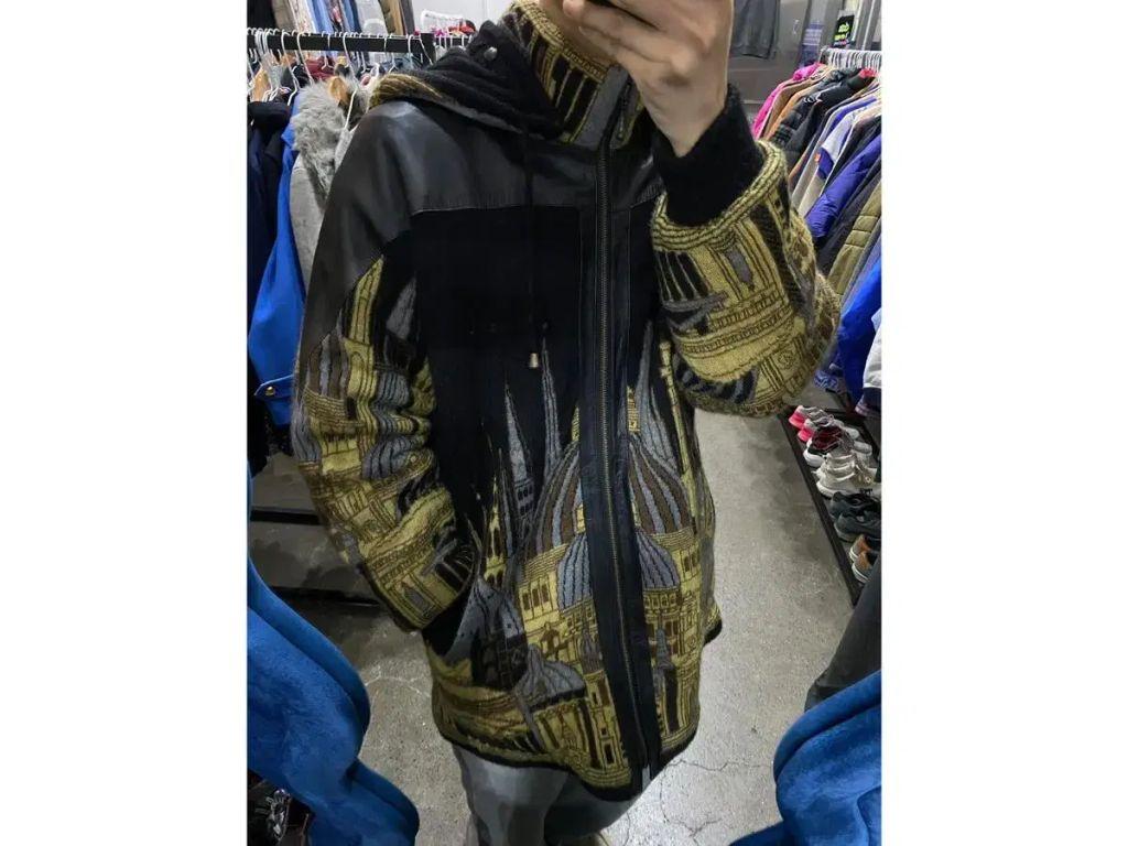 일본빈티지 모헤어/양가죽 아트워크 집업자켓 2