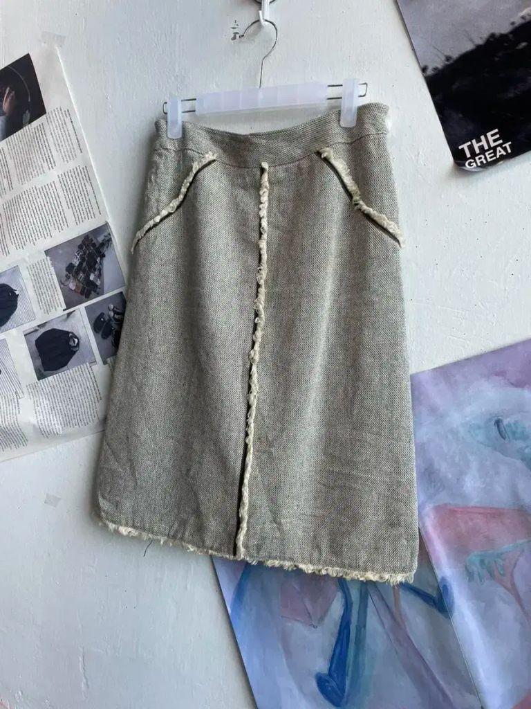 SPEC 린넨 숏프린지 스커트 3