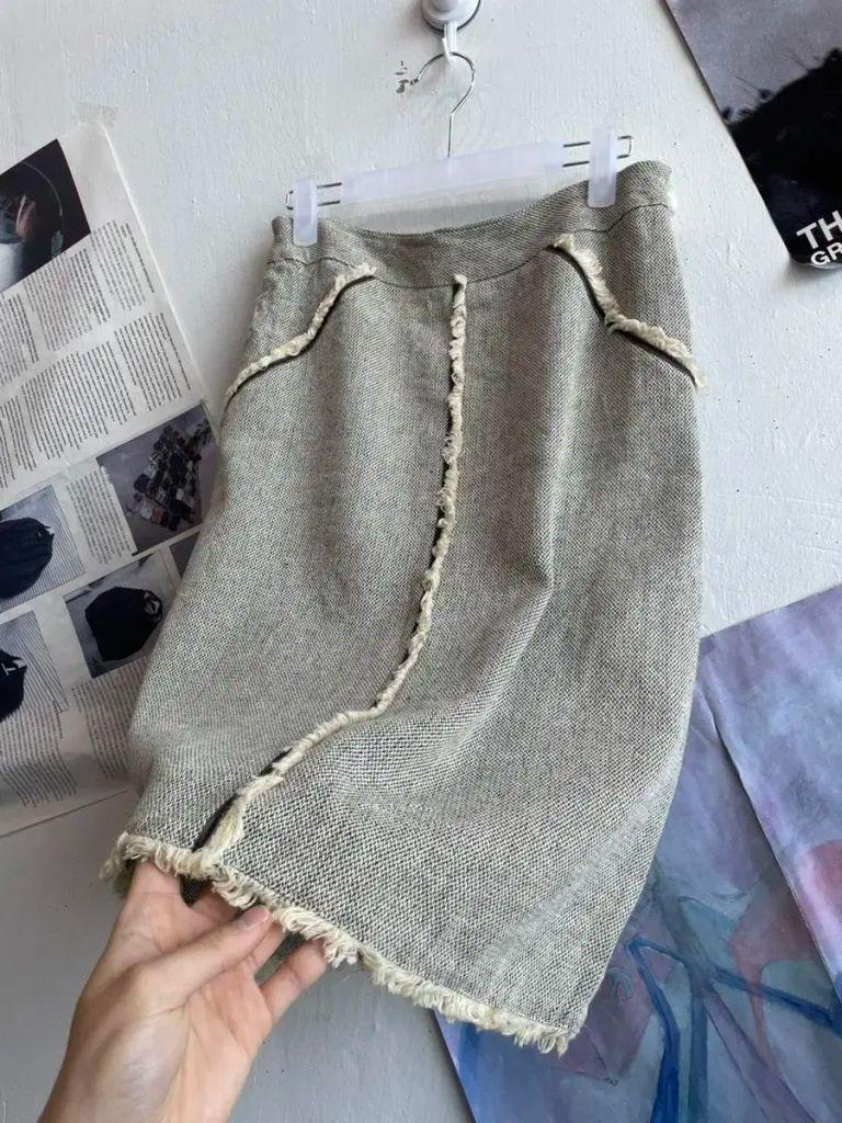 SPEC 린넨 숏프린지 스커트 2
