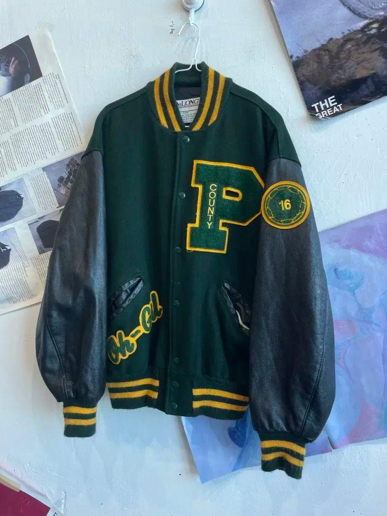 90s DeLONG 레더암 바시티자켓 ( made in USA ) 2