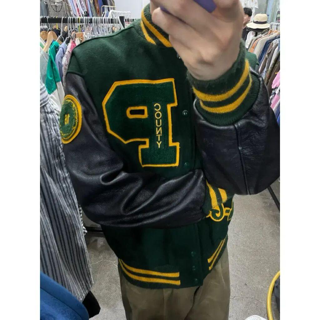 90s DeLONG 레더암 바시티자켓 ( made in USA ) 3