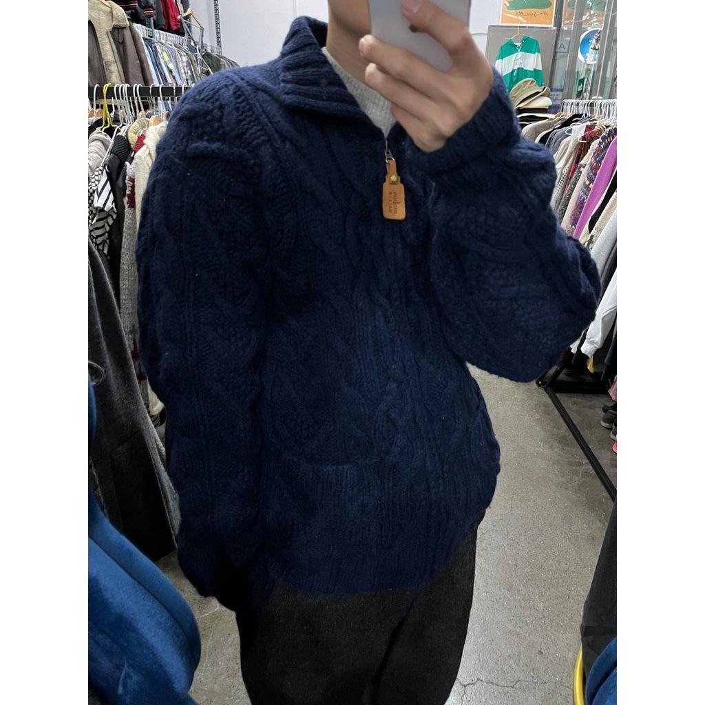 MADISON WALKER 퓨어울 피셔맨 니트집업 네이비 3