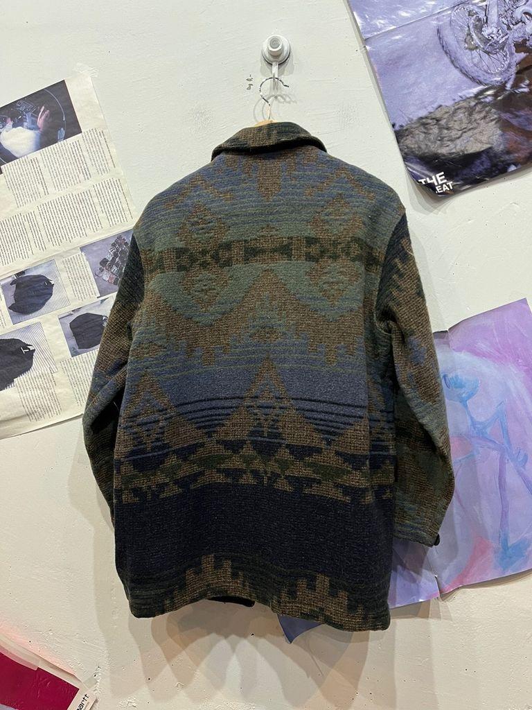 80-90s 엘엘빈 네이티브 아즈텍 블랭킷 울 코트 Made in USA 3