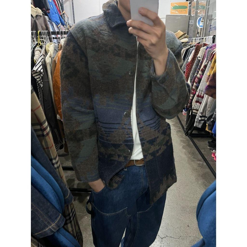 80-90s 엘엘빈 네이티브 아즈텍 블랭킷 울 코트 Made in USA 4