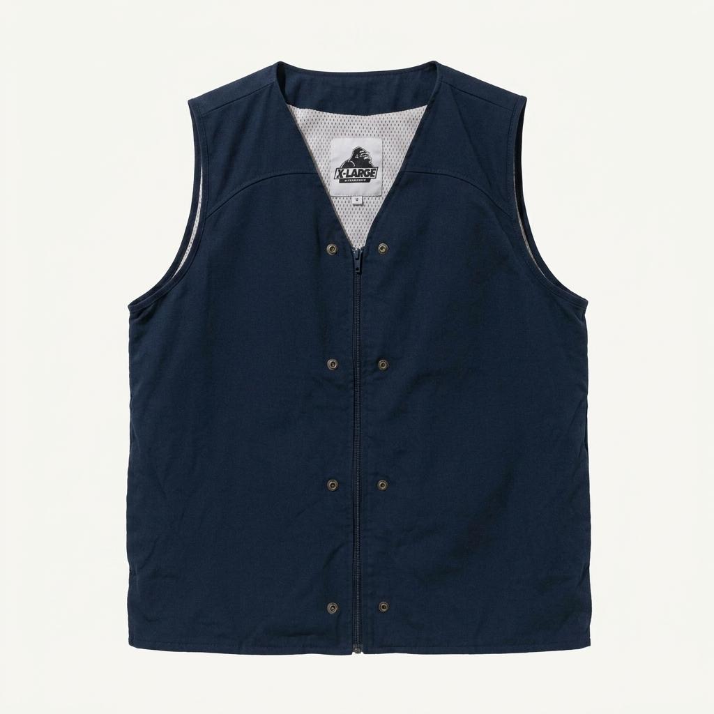 X-LARGE 캔버스 워크 베스트 네이비 Made in USA 1