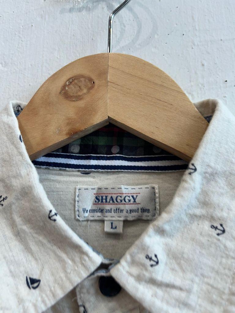 일본빈티지 SHAGGY 마린패턴 린넨블렌디드 반팔 셔츠 7